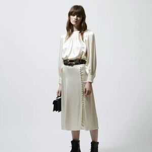 The Kooples Cream Button-Accent Maxi Skirt